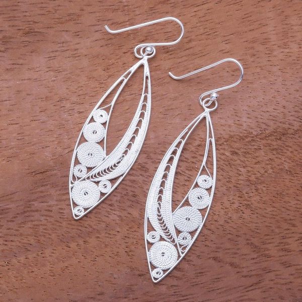 Alternate image for Elegant Sterling Silver Filigree Dangle Earrings Virtuosity