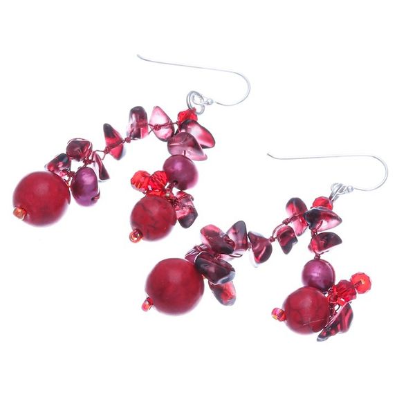 Alternate image for Handcrafted Multi-Gemstone Red Dangle Earrings Red Paradise