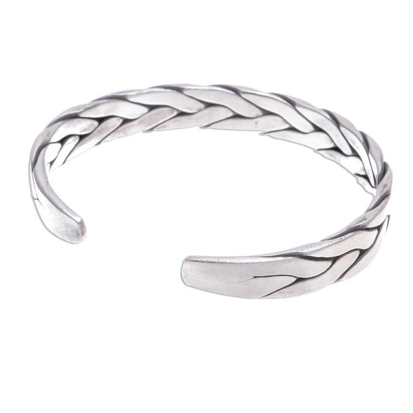 Alternate image for Thai Braided Sterling Silver Cuff Bracelet Mountain Streams