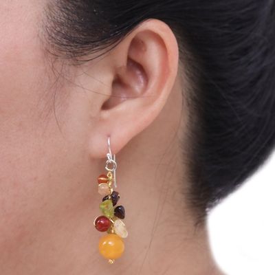 Alternate image for Handmade Garnet Carnelian Citrine Cluster Earrings Sweet Tropics