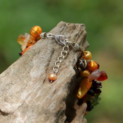Alternate image for Colorful Beaded gemstone and Cultured Pearl Bracelet Fruits of Summer
