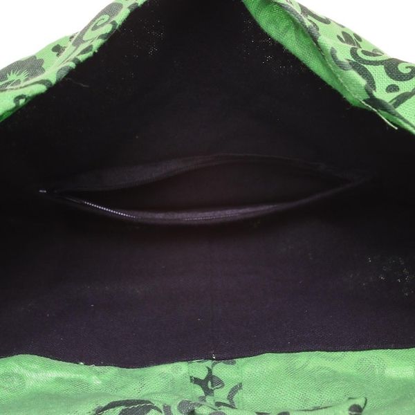 Alternate image for Spring Green Floral and Vine Motif 100 Cotton Shoulder Bag Pretty Tendrils