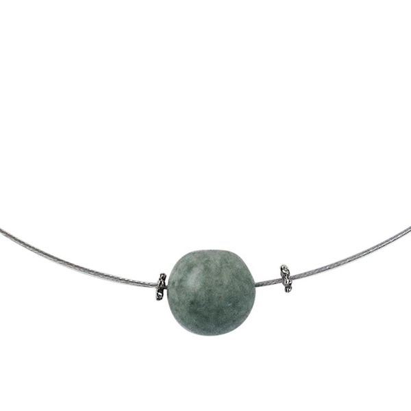 Alternate image for Minimalist Jade Pendant Necklace on Stainless Steel Trajectory