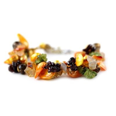 Alternate image for Colorful Beaded gemstone and Cultured Pearl Bracelet Fruits of Summer