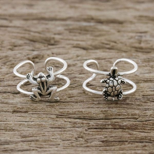 Alternate image for Frog and Turtle Sterling Silver Ear Cuffs from Thailand Frog and Turtle