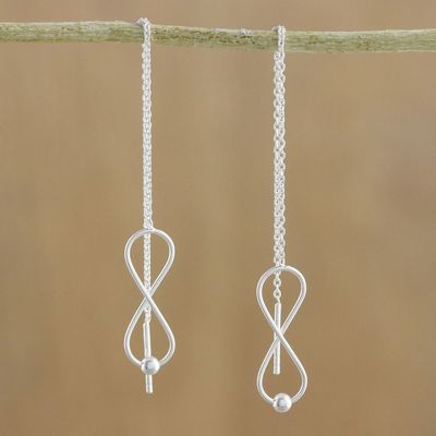 Alternate image for Sterling Silver Infinity Symbol Threader Earrings Infinite Motion