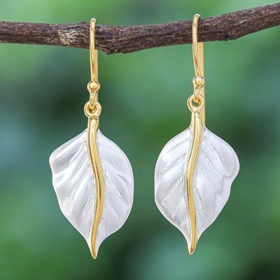 Alternate image for Gold-Accented Dangle Earrings with Leaf Motif Natural Law