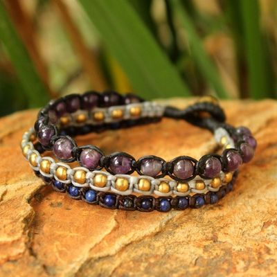 Alternate image for Amethyst and lapis lazuli beaded bracelet Urban Colors