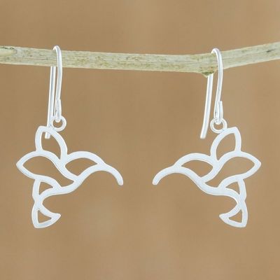 Alternate image for Sterling Silver Hummingbird Dangle Earrings from Thailand Hummingbird Delight