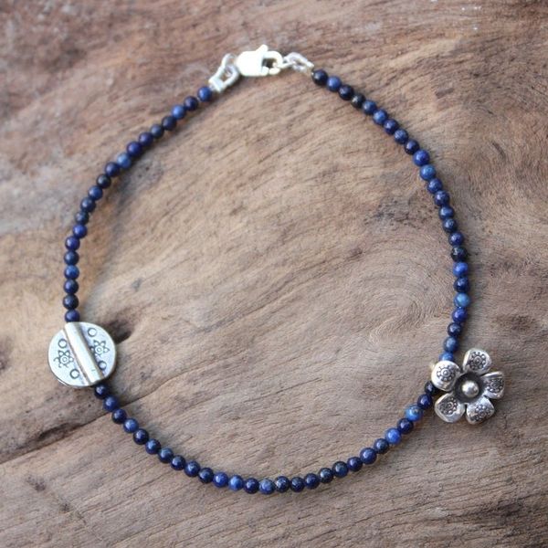 Alternate image for Hill Tribe Silver and Lapis Lazuli Bracelet Hill Tribe River