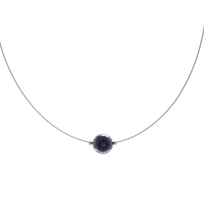 Alternate image for Black Agate Modern Pendant Necklace from Thailand Modern Mood
