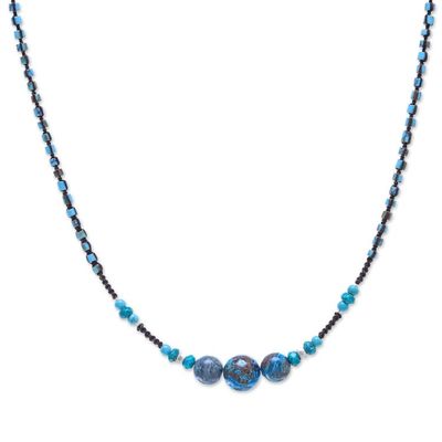 Alternate image for Multi-Gemstone Beaded Macrame Pendant Necklace from Thailand Charming Waters