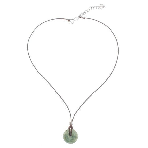 Alternate image for Silver and Natural Jade Pendant Necklace from Thailand Noble Core
