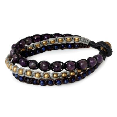 Alternate image for Amethyst and lapis lazuli beaded bracelet Urban Colors