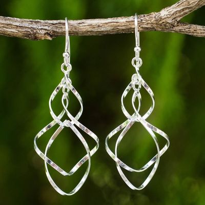 Alternate image for Hand Crafted Sterling Silver 925 Dangle Style Earrings Whirling Wind