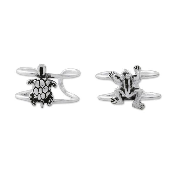Alternate image for Frog and Turtle Sterling Silver Ear Cuffs from Thailand Frog and Turtle