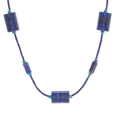 Alternate image for Lapis Lazuli and Jasper Beaded Necklace from Thailand Midnight Chill