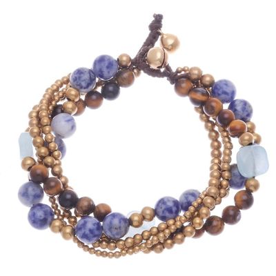 Alternate image for Sodalite and Tigers Eye Beaded Bracelet from Thailand Bohemian Melange