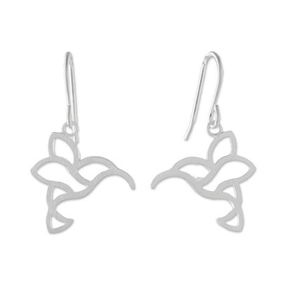 Alternate image for Sterling Silver Hummingbird Dangle Earrings from Thailand Hummingbird Delight