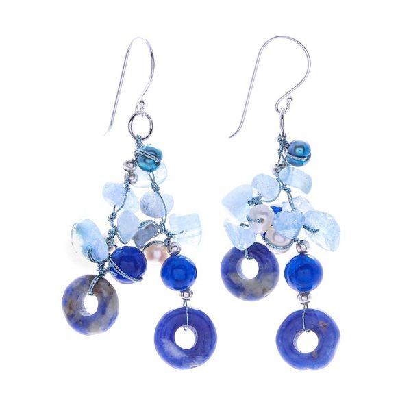 Alternate image for Aquamarine and Freshwater Pearl Dangle Earrings Cool Dream