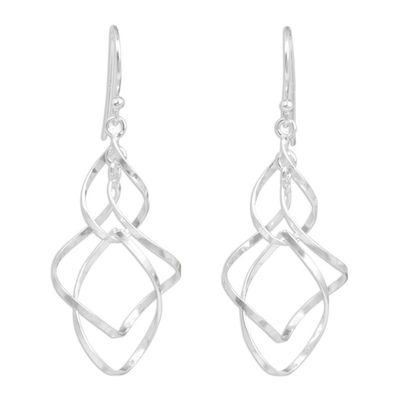 Alternate image for Hand Crafted Sterling Silver 925 Dangle Style Earrings Whirling Wind