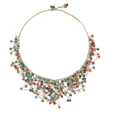 Alternate image for Agate Beaded Waterfall Necklace from Thailand Fantasy Rain