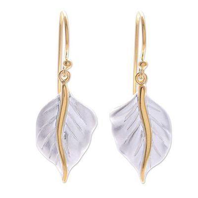 Alternate image for Gold-Accented Dangle Earrings with Leaf Motif Natural Law