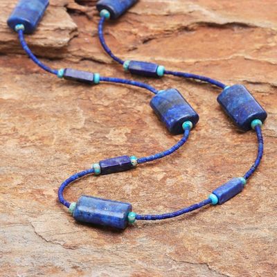Alternate image for Lapis Lazuli and Jasper Beaded Necklace from Thailand Midnight Chill