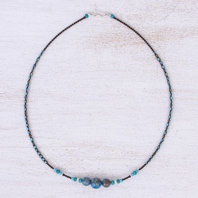 Alternate image for Multi-Gemstone Beaded Macrame Pendant Necklace from Thailand Charming Waters