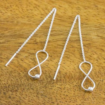 Alternate image for Sterling Silver Infinity Symbol Threader Earrings Infinite Motion