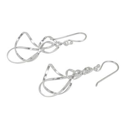 Alternate image for Hand Crafted Sterling Silver 925 Dangle Style Earrings Whirling Wind