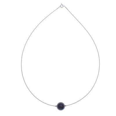 Alternate image for Black Agate Modern Pendant Necklace from Thailand Modern Mood