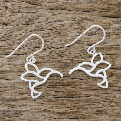 Alternate image for Sterling Silver Hummingbird Dangle Earrings from Thailand Hummingbird Delight