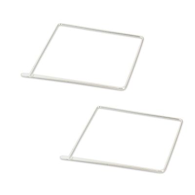 Alternate image for Artisan Crafted Sterling Silver Earrings Minimalist Square