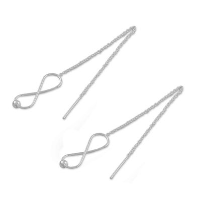 Alternate image for Sterling Silver Infinity Symbol Threader Earrings Infinite Motion