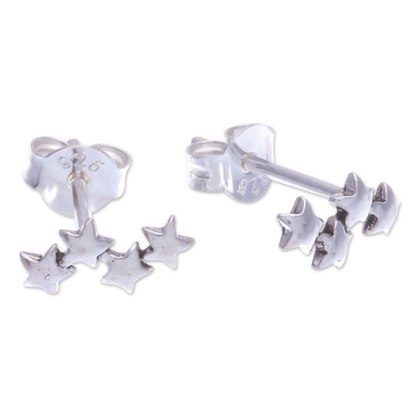 Alternate image for Sterling Silver Stud Earrings with Star Motif Set of 3 Seeing Stars
