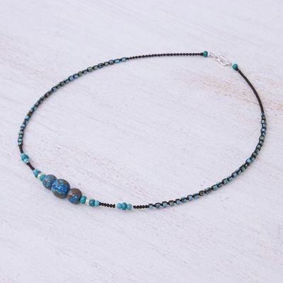 Alternate image for Multi-Gemstone Beaded Macrame Pendant Necklace from Thailand Charming Waters