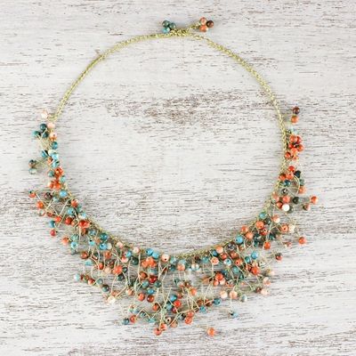 Alternate image for Agate Beaded Waterfall Necklace from Thailand Fantasy Rain