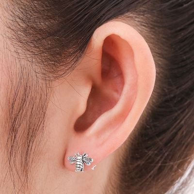 Alternate image for Honeybee Sterling Silver Stud Earrings Happy Honeybee