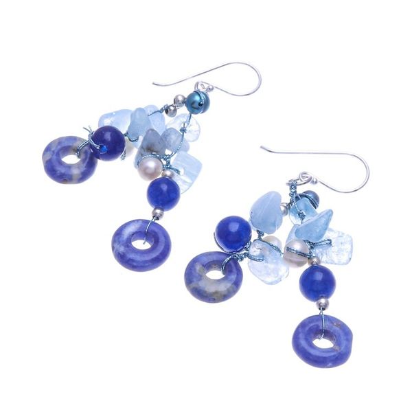 Alternate image for Aquamarine and Freshwater Pearl Dangle Earrings Cool Dream