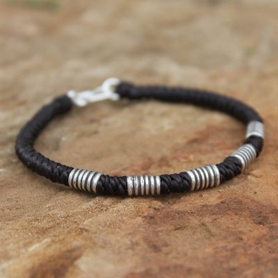 Alternate image for Handmade Silver Braided Bracelet Thai Sabai