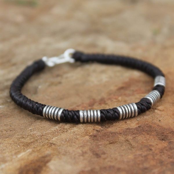 Alternate image for Handmade Silver Braided Bracelet Thai Sabai