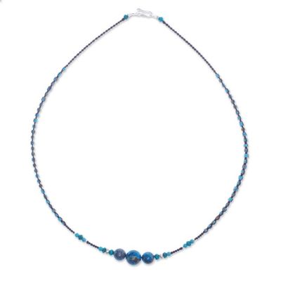 Alternate image for Multi-Gemstone Beaded Macrame Pendant Necklace from Thailand Charming Waters