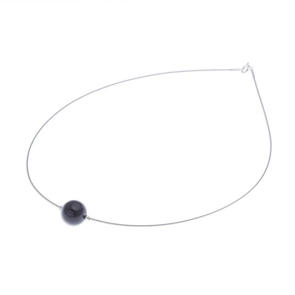 Alternate image for Black Agate Modern Pendant Necklace from Thailand Modern Mood