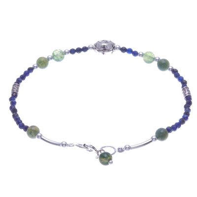 Alternate image for Agate and Lapis Lazuli Rose Pendant Bracelet Tea Rose in Blue