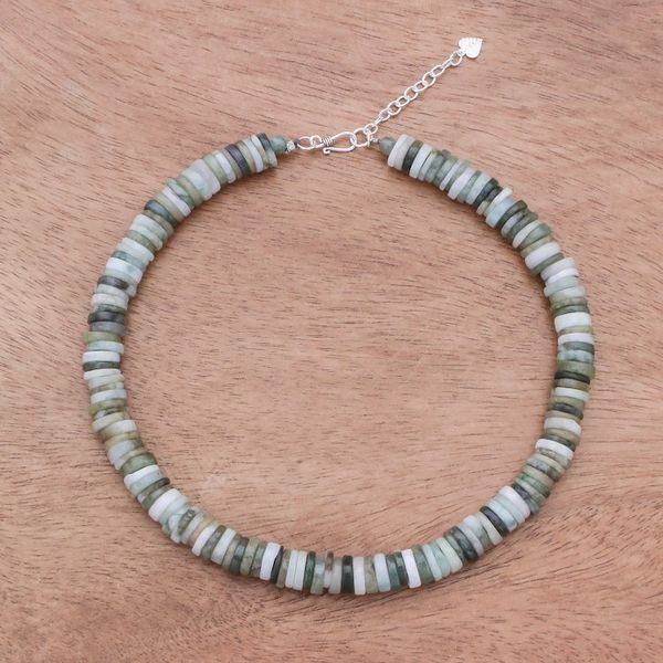 Alternate image for Jade Beaded Necklace in Green from Thailand Elegant Stones in Green