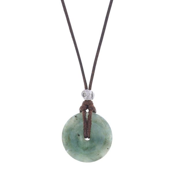 Alternate image for Silver and Natural Jade Pendant Necklace from Thailand Noble Core
