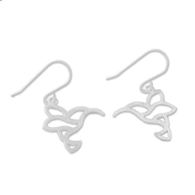 Alternate image for Sterling Silver Hummingbird Dangle Earrings from Thailand Hummingbird Delight