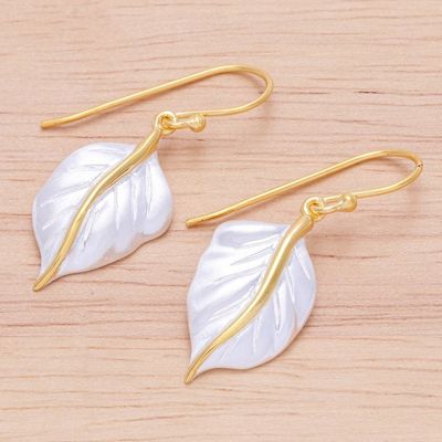 Alternate image for Gold-Accented Dangle Earrings with Leaf Motif Natural Law