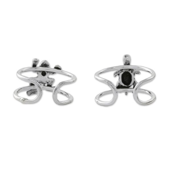 Alternate image for Frog and Turtle Sterling Silver Ear Cuffs from Thailand Frog and Turtle